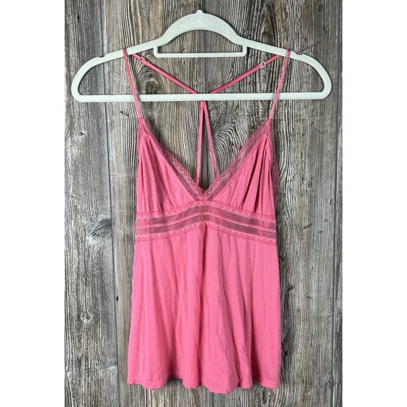 Victoria's Secret Tops - Victoria's Secret M Pink Lace Trim Babydoll‎ Lingerie Cami Romantic Coquette Y2K